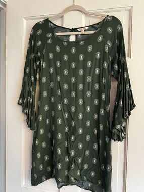 All For Color Green Patterned Women's Dress